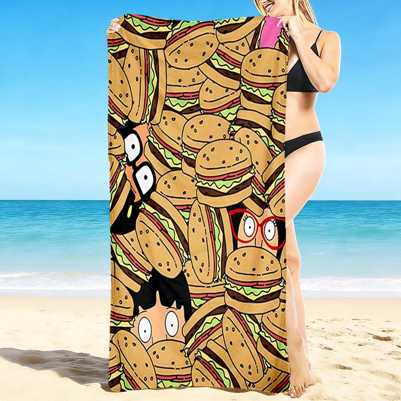 1Pc Burgers Eyes Beach Towel, Quick Dry, Multi-Use for Beach Pool Gym Yoga Home Travel, Christmas, Halloween, Xmas Gift M929420