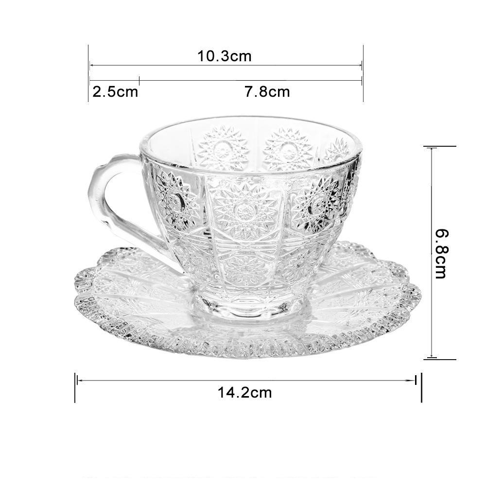 Стеклянная чашка в стиле ретро в стиле подсолнечника, кофейная чашка, блюдо, набор из двух предметов, стеклянная чашка для послеобеденного чая, кофейная чашка