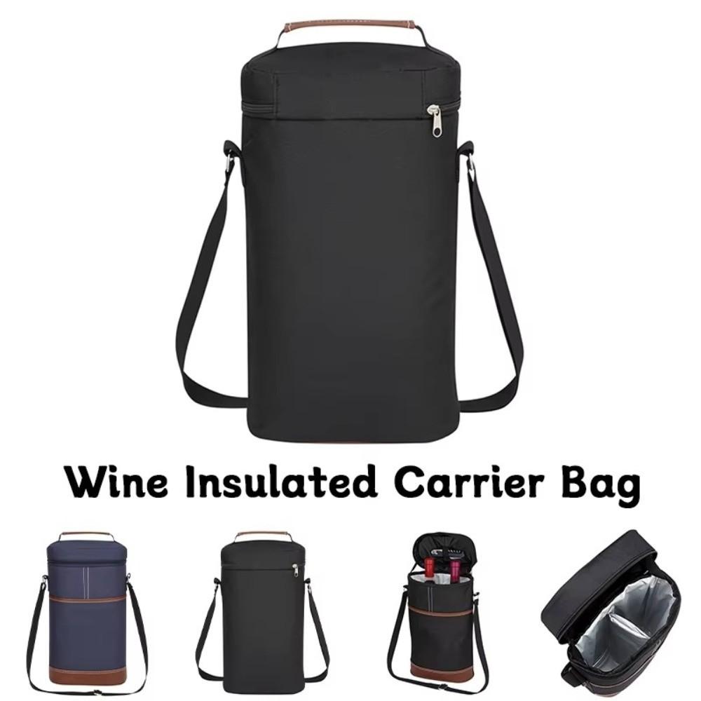 Two-bottle Wine Bottle Insulation Bag 7L Beer Cooler Carrier Bag Wine Bottle Storage Pouch Picnic