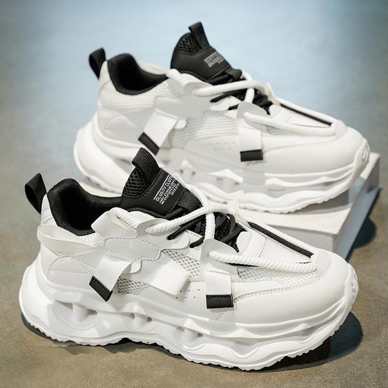 Летние новые мужские кроссовки на толстой подошве, увеличивающие рост, трендовые студенческие сетчатые повседневные спортивные кроссовки, универсальная живая мужская обувь