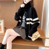 New Autumn and Winter Loose Lazy Style Knitted Jacket Design Sense Niche Stand-up Neck Sweater Cardigan Women