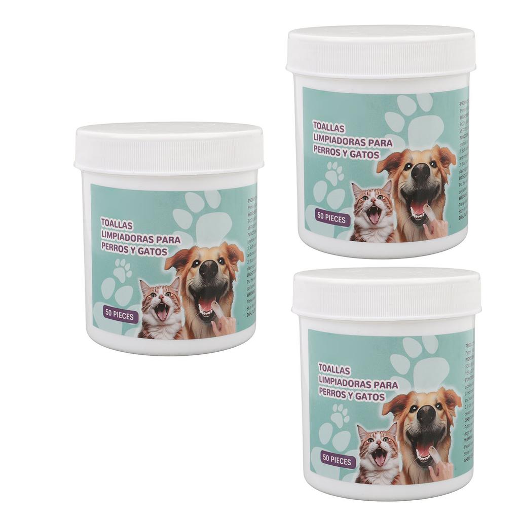 3 бутылки 50 шт. Салфетки для чистки зубов у собак, салфетки для чистки зубов у кошек, удаление зубного камня и кариеса у домашних животных