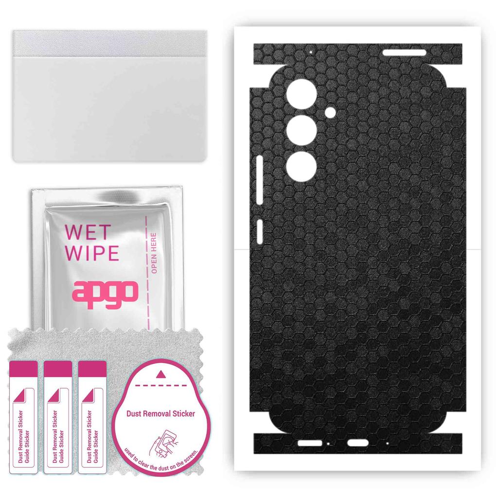 apgo Protective Skin Sticker for the Back+sides Compatible with Samsung Galaxy A54, Full Wrap Film, Foil, Vinyl - Pattern Black Honeycomb