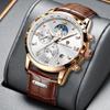 LIGE Men Watch Luxury Moon Phase Chronograph Quartz Wristwatch Business Male Clock 30M Waterproof Luminous Calendar Reloj Hommes