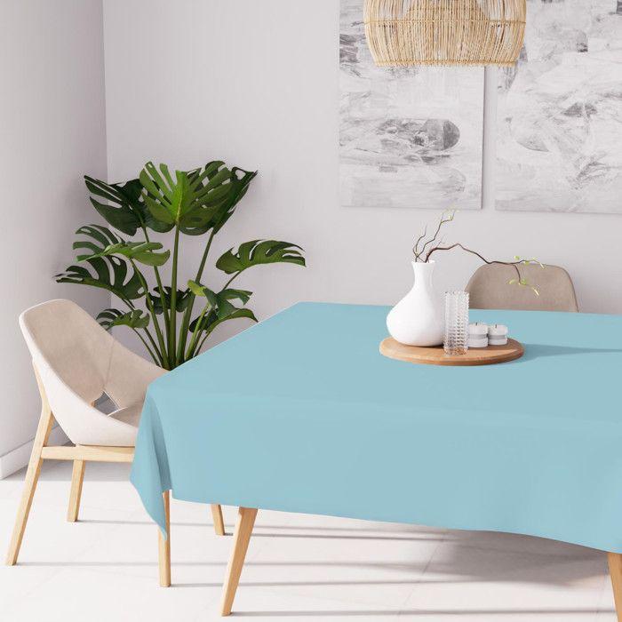 Nappe anti-tâches carrée 140X140 cm ALIX bleu glacier, par Soleil d'ocre
