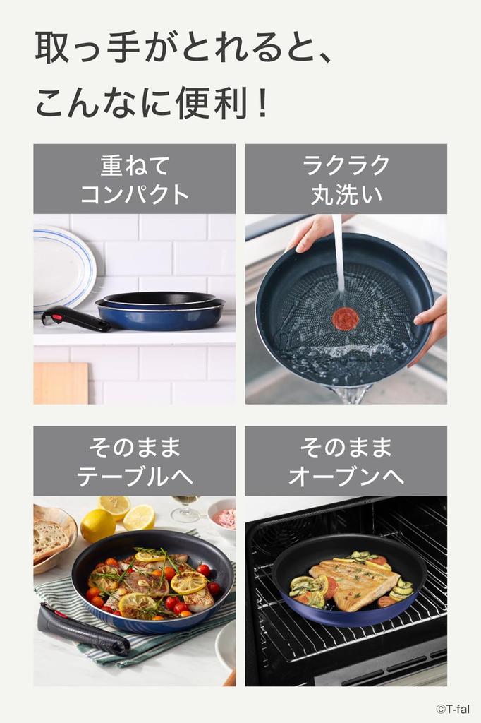Tefal Ingenio Neo Royal Blue Intense Pot and Pan Set with Detachable Handles Stove L43795 3-Piece (Gas Only)
