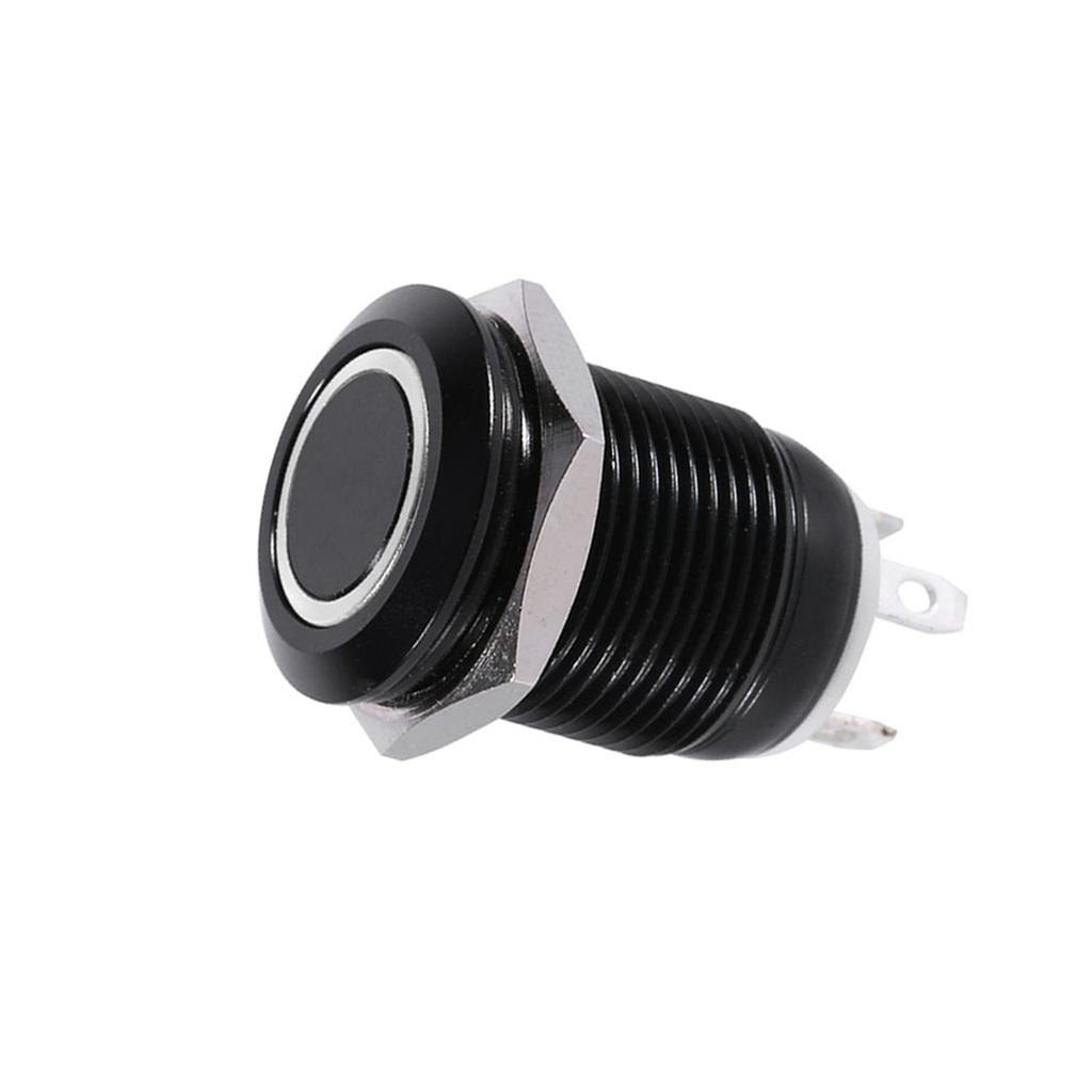 Автомобильная 12-мм светодиодная кнопка мгновенного нажатия с переключением, черный корпус, 2А
