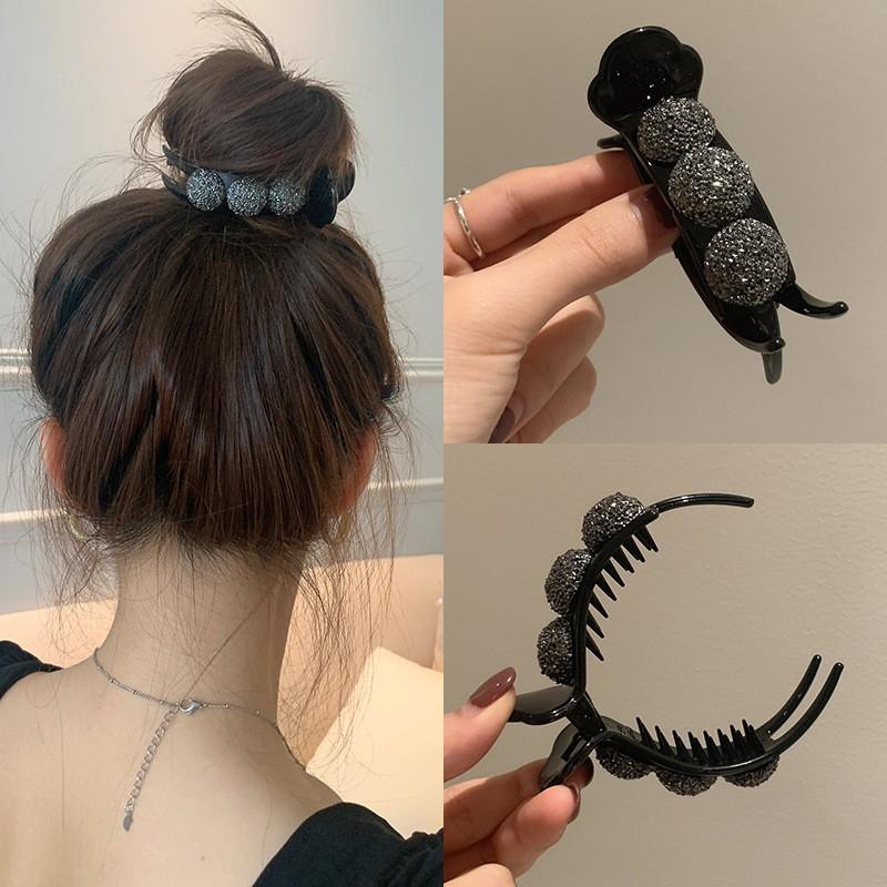 Hair Claw Clip with Decorative Rhinestone Accents Durable Plastic Hairpin Hair Accessory for Securing Bangs and Hair Styling