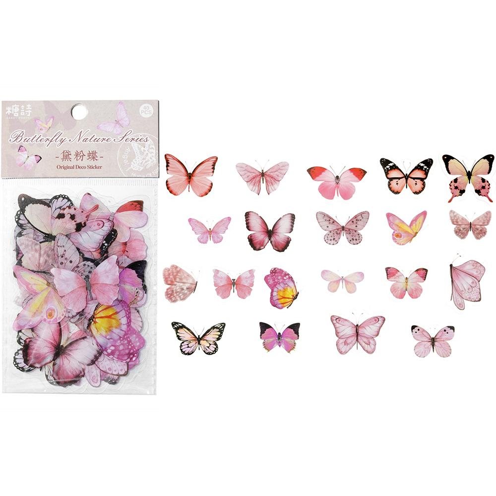 40pcs Colorful Butterfly Wings Stickers Epoxy Resin Fillings Plant Sticker for DIY Silicone Mold Filler Nail Art Crafts Decor