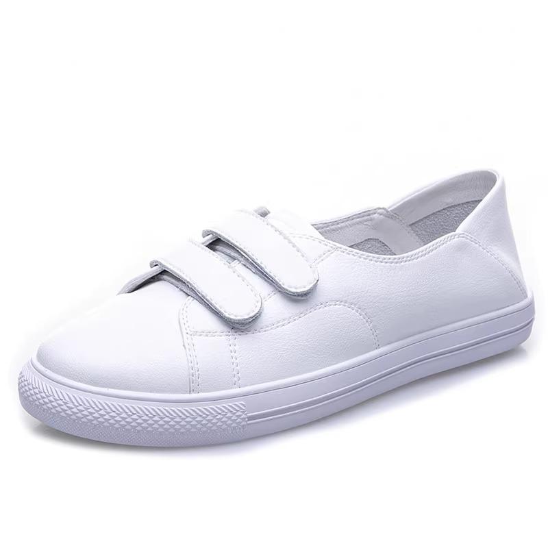 Натуральная кожа липучка летние дышащие коровья кожа мелкий носок плоская подошва одинарная обувь