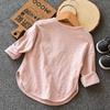 Boy Button Cotton Long-sleeve T-shirts Solid Color Spring Autumn Letters Pocket Children's Bottoming Shirts 2-12 Year Boys Tops