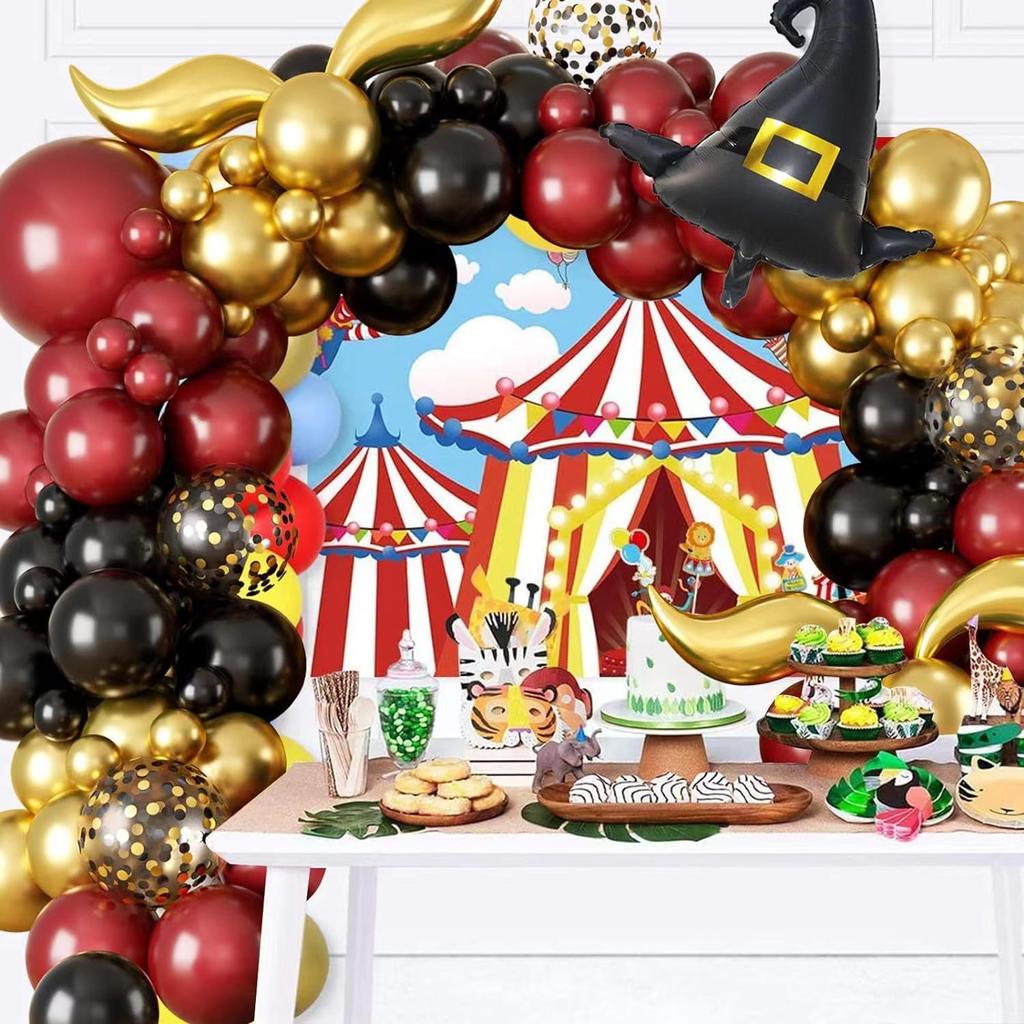 Набор цепочки из 113 воздушных шаров «Волшебная школа», бургунди, золото, тематический набор для дня рождения в стиле Гарри Поттера