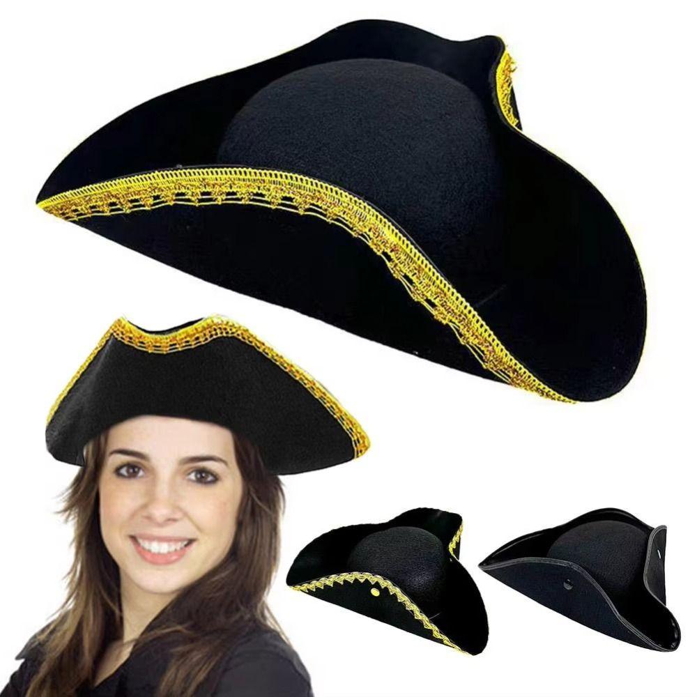 Dress Up Captain Hat Stage Performance Adult Tricorn Hat Halloween Cosplay Pirate Hat Men Women