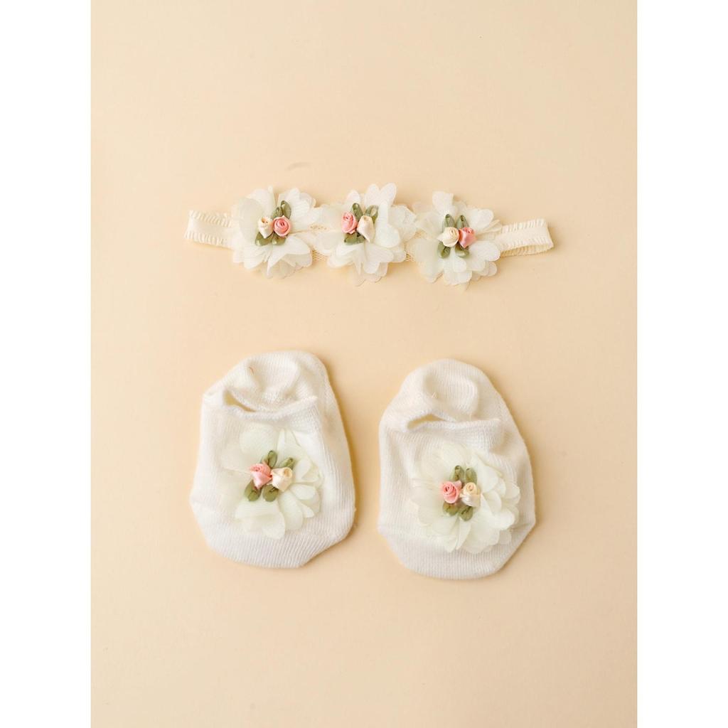Baby Flower Headbands and Socks 2pcs Set Newborn Lace Headband Cute Pograpjy Props