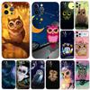 Animal Cute Cartoon Owl Phone Case for Iphone 5 5s 2020se 6 6s 7 8 Plus X 10 XR XS 11 12 13 Mini Pro MAX Black Tpu Back Cover