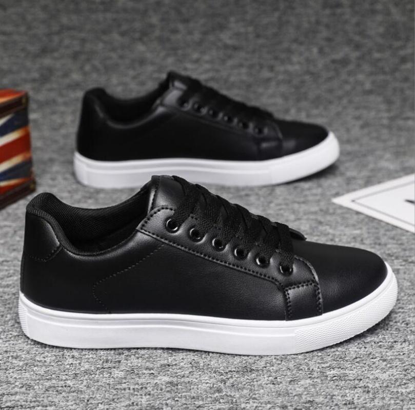 Осенние однотонные белые черные туфли для мужчин Модные повседневные туфли из искусственного ПУ Модная студенческая обувь НОВАЯ