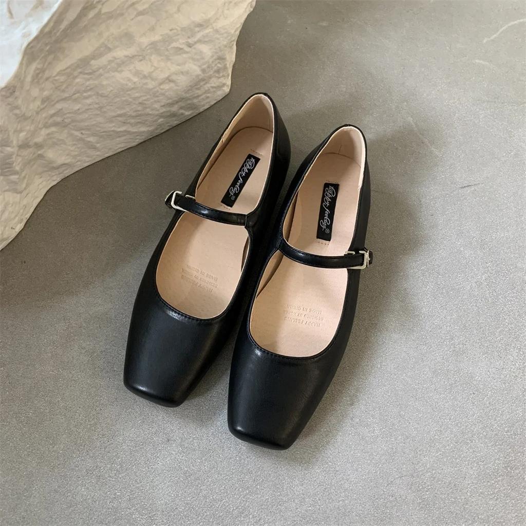 2025 Spring New Women Mary Jane Shoes Fashion Square Toe Shallow Slip On Ladies Flat Shoes Soft Sole Outdoor Dress Ballerina