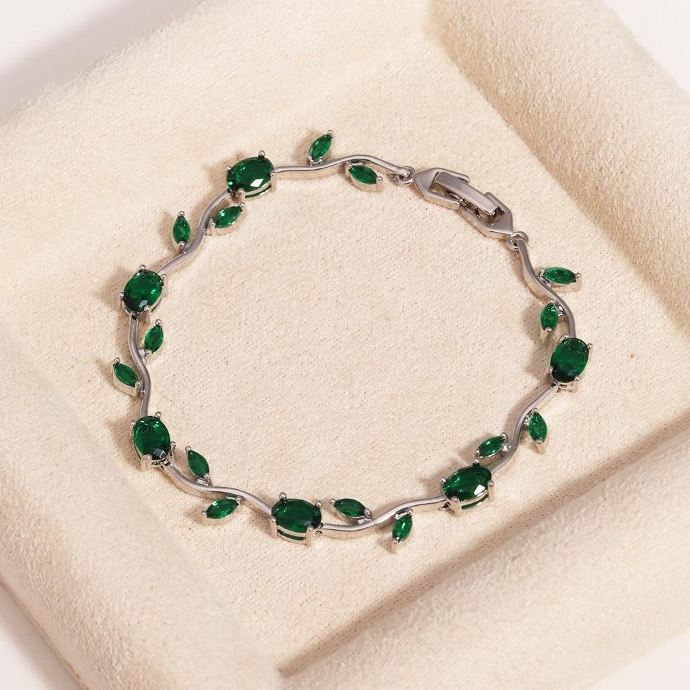 Sparkling Stones Rhinestone Bracelet Colorful Crystal Leaf Vine Bracelet  Wedding Jewelry