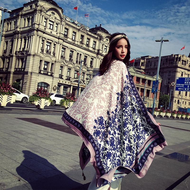 Thickened Women'S Travel Photography Shawl, Women'S Ethnic Style Scarf, Dual-Use Air-Conditioned Room Cloak