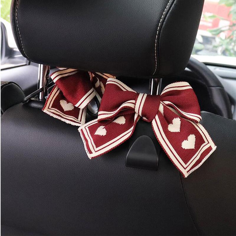 Bowknot Car Hooks Seat Back Vehicle Headrest Organizer Storage Hanger Groceries Handbag Women Car Accessories