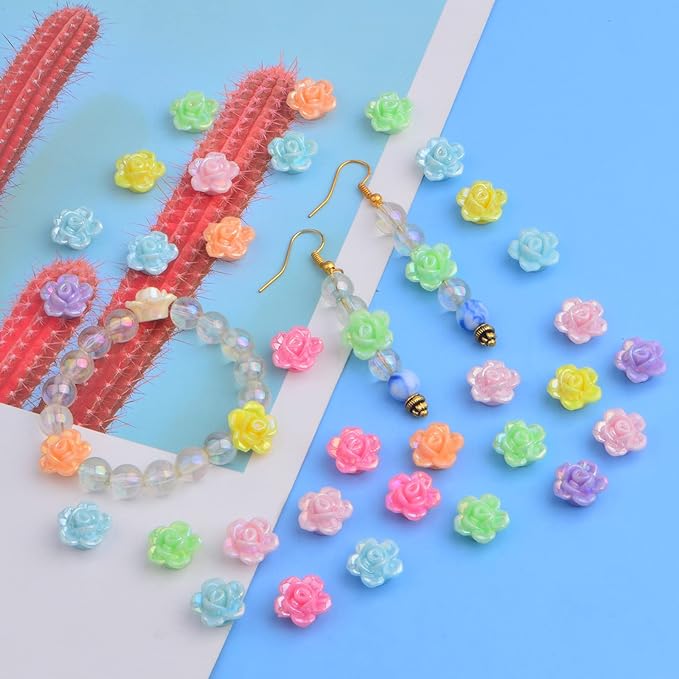 Acrylic 10pcs for Bracelet Necklace Making Materials Bowknot Handmade Beads Mixing Candy Color DIY Jewelry Accessories Pendants Flower Cat Paw
