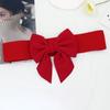 Women Elegant Large Bowknot Elastic Belt Dress Decorative Versatile Wide Belt Elastic Waistband Decoration