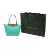Longchamp Le Pliage 28 Сумка-тоут "Пельмень" на кнопке-молнии с длинными ручками из канваса и кожи Маленькие женские сумки-тоут Бирюзово-синий 2605089P70