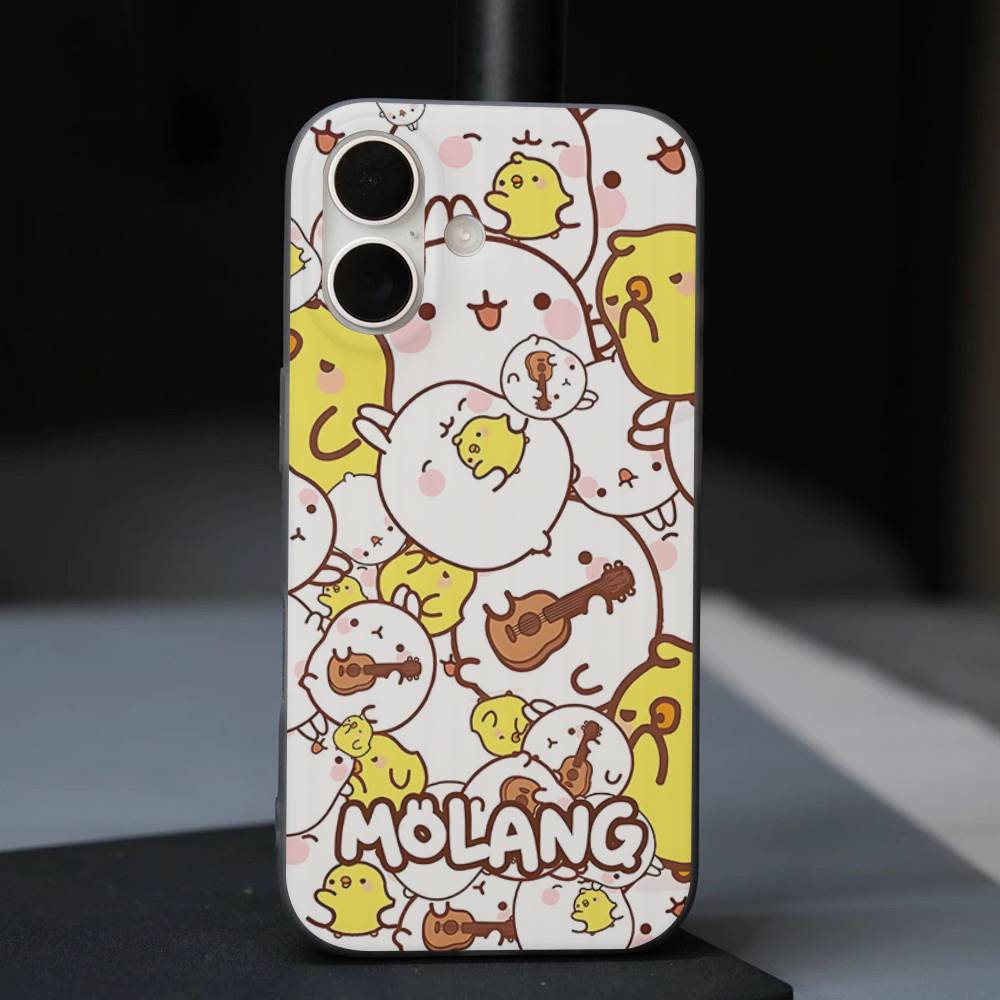 Cartoon Cute M-Molang For IPhone 17 16 15 11 12 13 14 Pro Max Plus Pro Corrugated Translucent Back Phone Cover