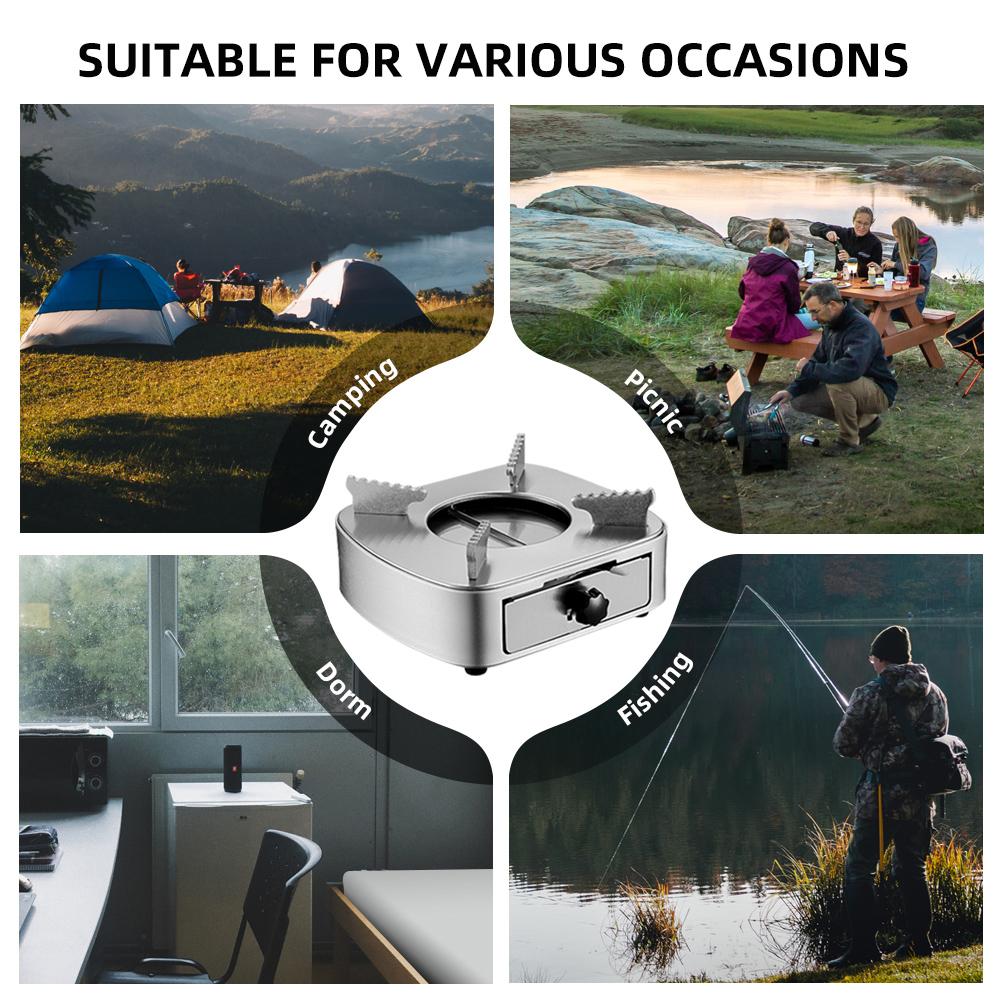 Mini Alcohol Stove Burner Stainless Steel Adjustable Firepower Windproof Drawer Style