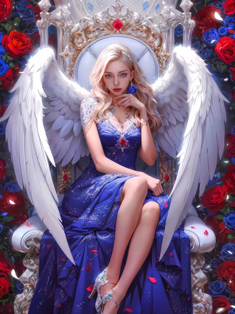 5D DIY Алмазная картина Крылья ангела Полный квадрат Круглый Алмазная мозаика Мультфильм Портрет Фэнтези Искусство Украшение для дома Подарок