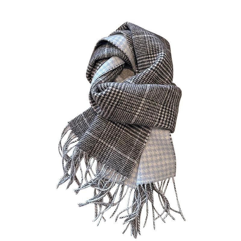 Pure Wool Classic Scarf Women's Winter Versatile Thickened Long Shawl Dual-purpose Male and Female Couples