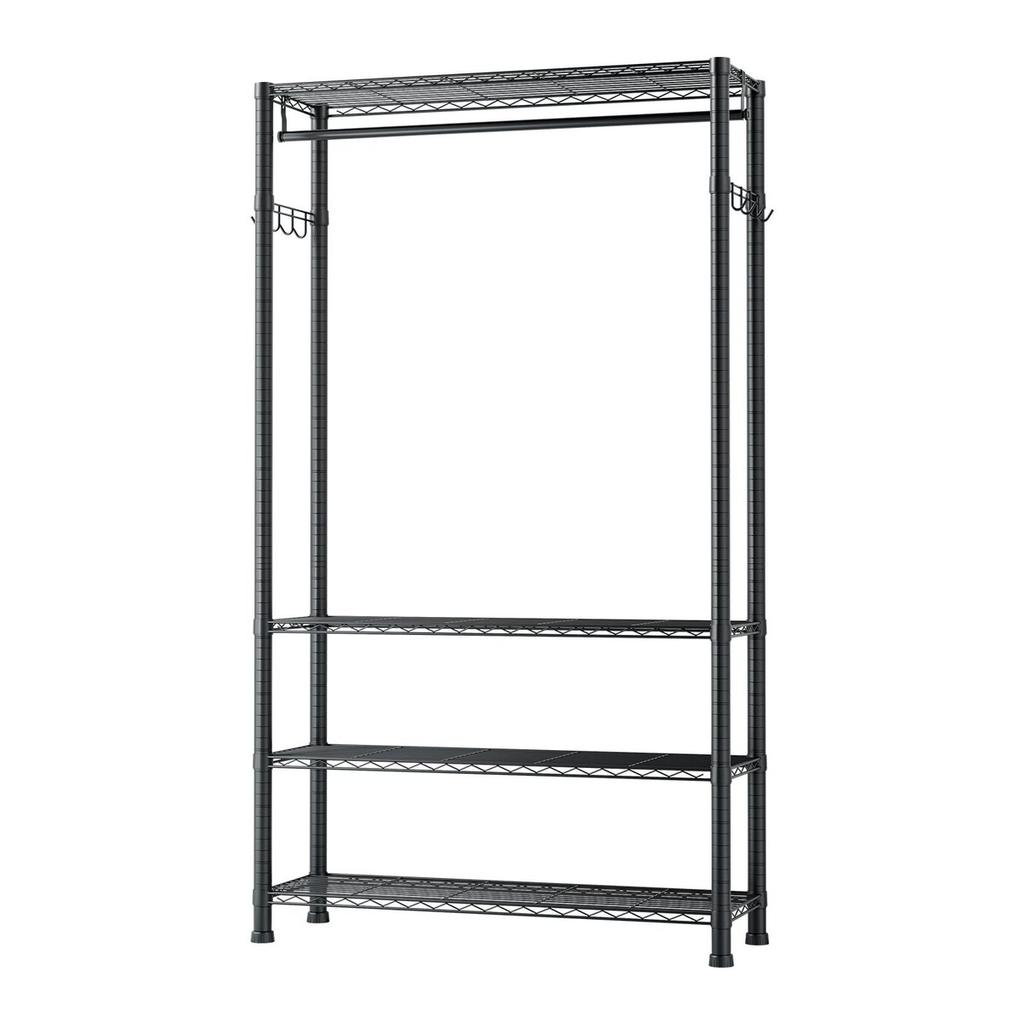 Clothing Garment Rack, Heavy Duty Clothing Garment Rack, 4 Adjustable Tiers Clothing Racks with Carbon Steel, 227 kg Load Capacity Closet Wardrobe for