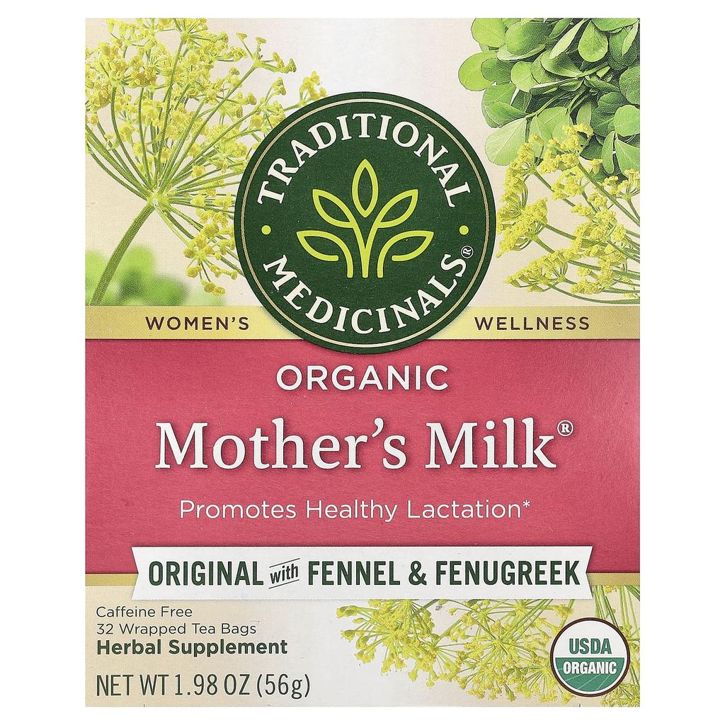 Organic Mother'S Milk®, Original Fennel & Fenugreek, Caffeine Free, 32 Wrapped Tea Bags, 56G (1.98Oz)
