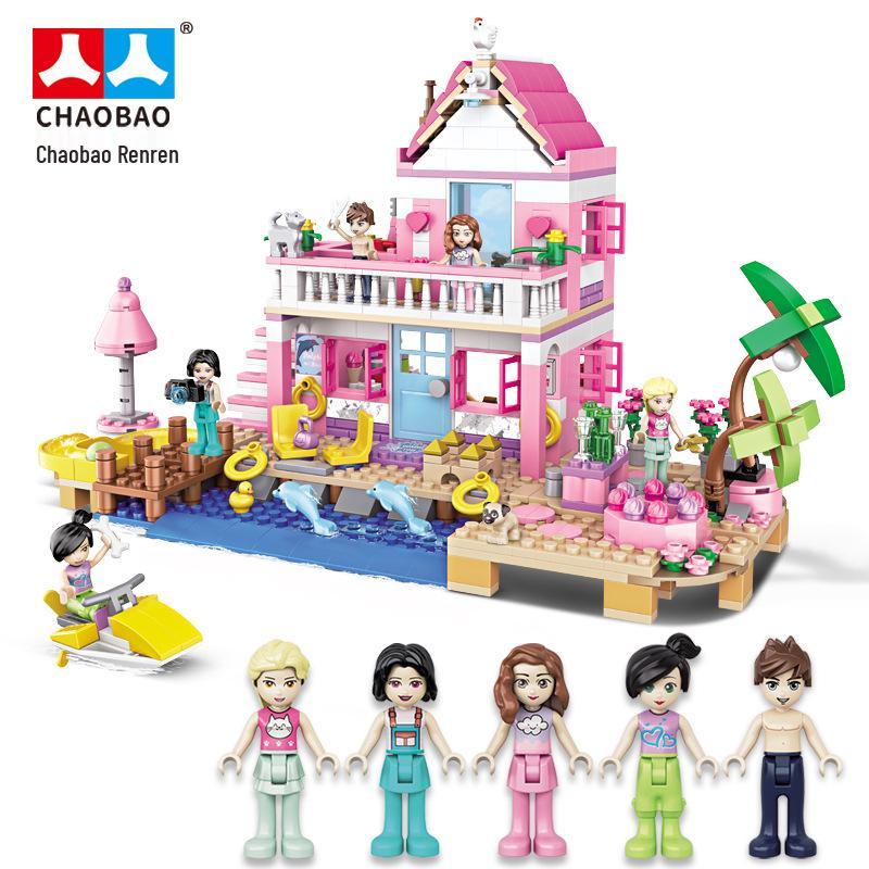 Tide Baby Совместимый с Lego Конструктор Пляжная вилла для девочек Пазл Игрушка