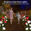 Garden Solar Decorative Lights, Outdoor Waterproof Realistic Artificial 5 Rose Flowers for Backyard Pathway Porch Yard Decor