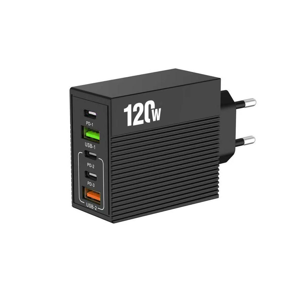120W USB Charger 5 Ports PD Type C Fast Charging Power Adapter EU/US/UK Plug QC3.0 Wall Phone Charger for IPhone Samsung Xiaomi