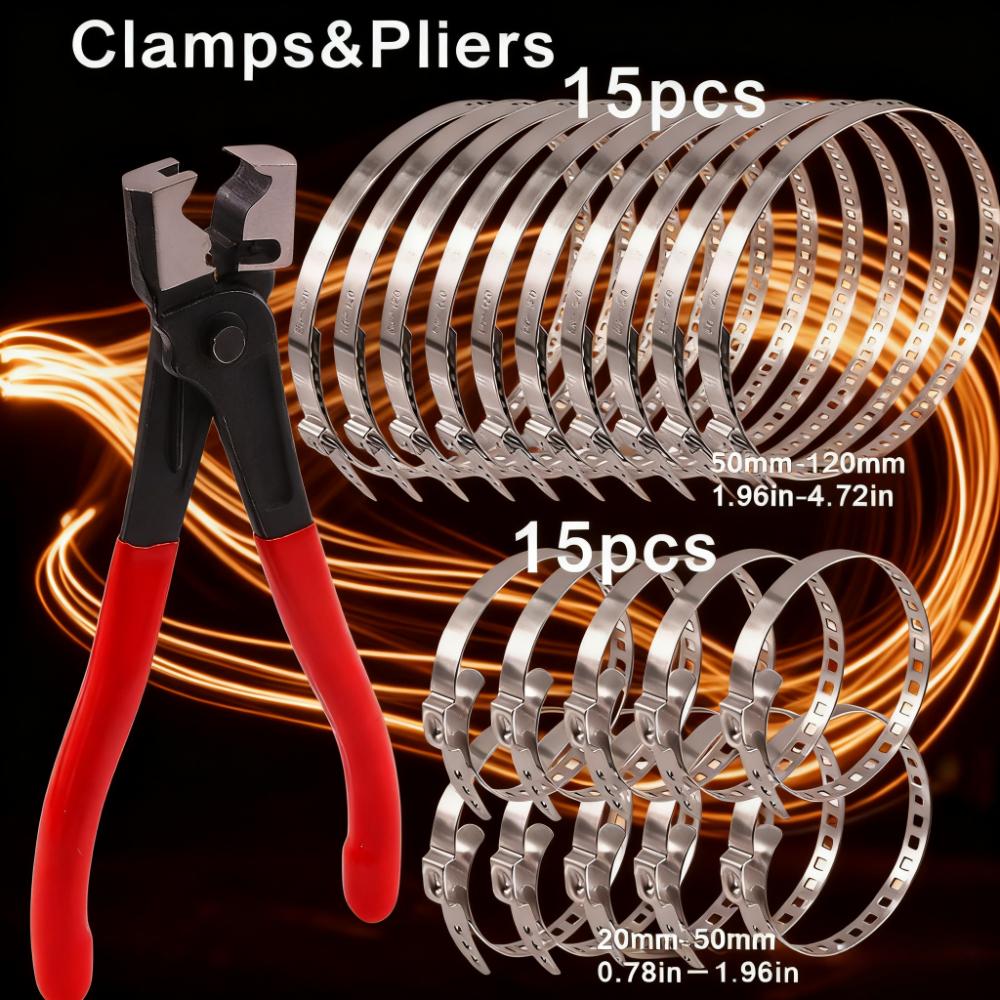 Hose clamp with CV boot clamp kit, small and large stainless steel universal adjustable drive shaft CV boot crimping clip