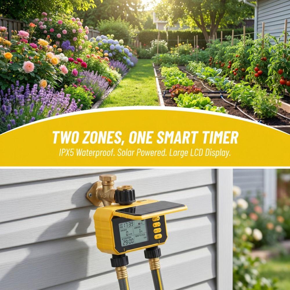 Automatic Timing Solar Automatic Irrigation Device Dual-channel Watering Timer Household Use