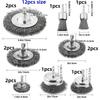 Professional Carbon Steel Wire Wheel Brush Bits - Rust Cleaning Attachment with 1/4" Hex Shank, Cup Brush