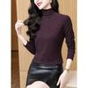 Half High Neck Iron Diamond T-shirt Women's Long-sleeved Thick Base Shirt New Winter Thermal Inner T-shirt Pullover Top