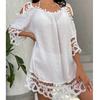 Openwork Lace Shoulder Straps Sexy Fashion Solid Color Loose Relaxing Resort Beach Sunscreen Swimsuit Cover