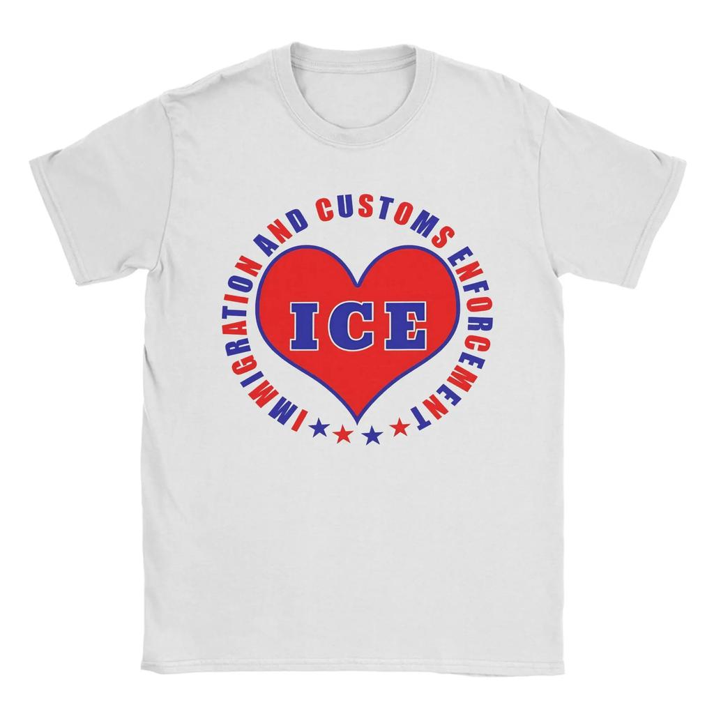 Heart Ice Immigration And Customs Enforceunisext Tshirt Summer Fashion Tshirts Unisex Cotton O Neck Plus Size Tees Short Sleeve Tops