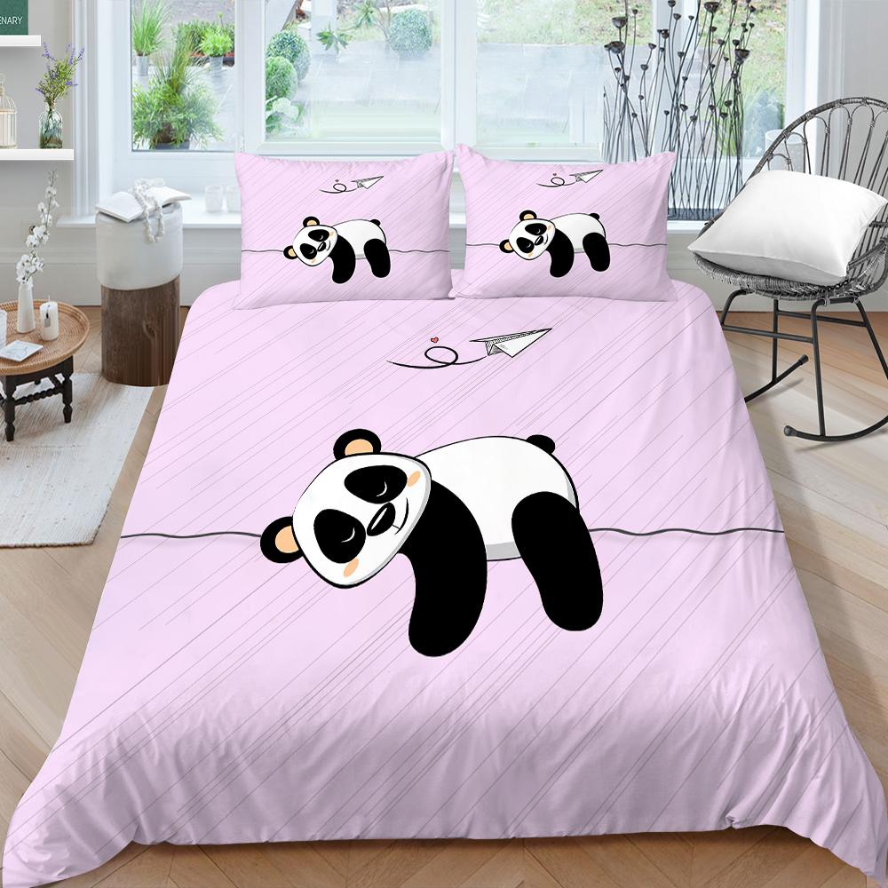 Panda Duvet Cover Queen Size Bedding Bamboo Home Textiles Children Boy Girl with Pillowcase Highend Bedding Cover