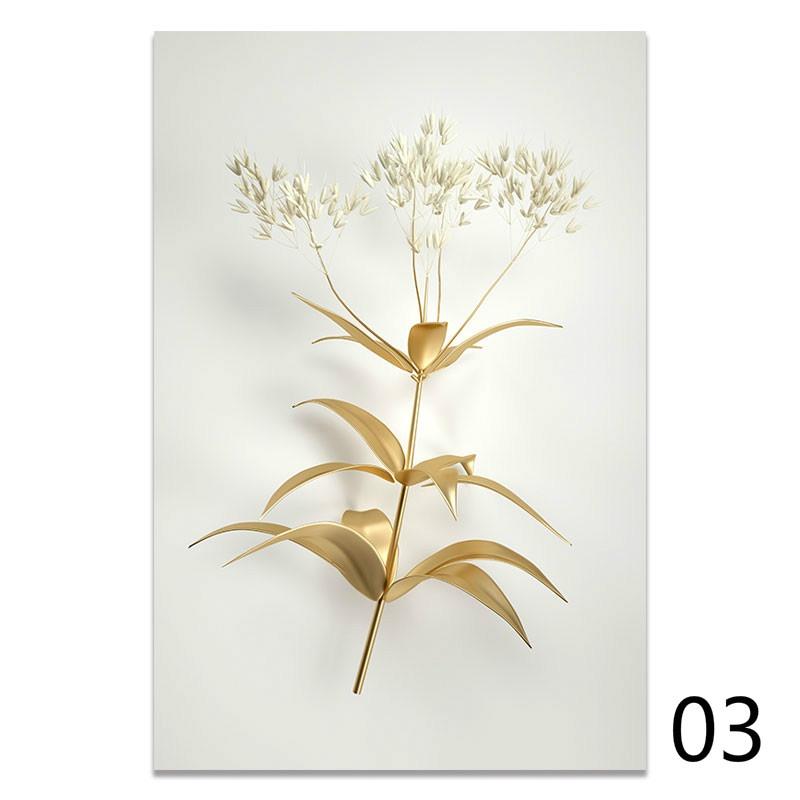 Золотой цветок, абстрактный растительный настенный плакат, скандинавская печать на холсте, картина, современное популярное искусство, украшение, картина, декор для гостиной