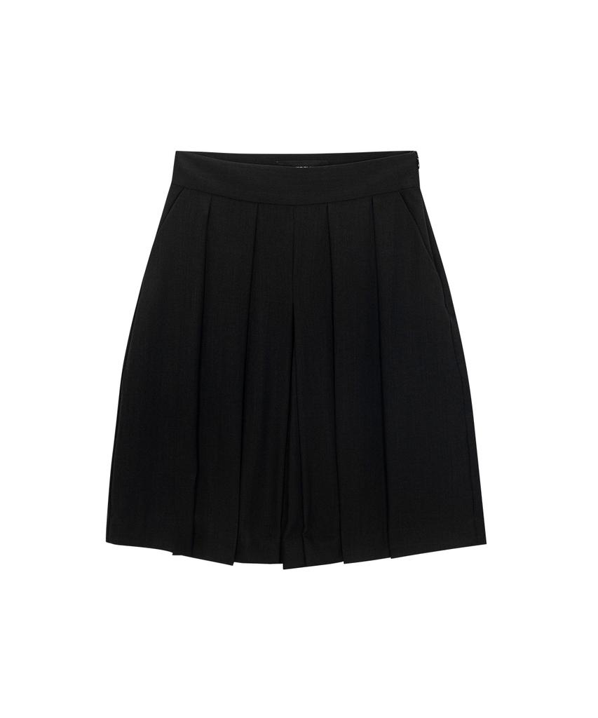 WEREVE Pleated Bermuda Skirt Pants_Black