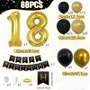 Birthday Theme Party Event Arrangement Black Gold Balloon Chain Set 18Th Birthday Flag Balloon Set