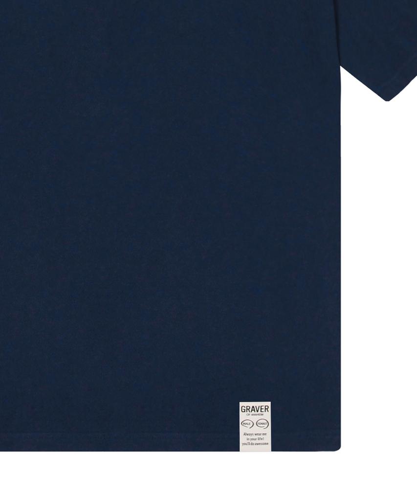 GRAVER [Unisex] Drawing Smile Cloud Logo Short Sleeve T-Shirt_Navy