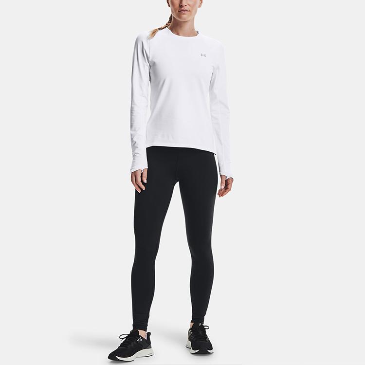 Under Armour Приталенная тренировочная толстовка с принтом, круглый вырез, длинный рукав, женские топы, белый цвет 1366979-100