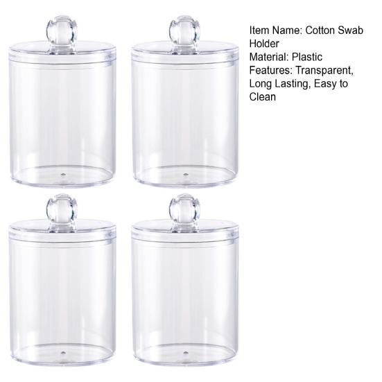 2/4Pcs Cotton Swab Holders Bathroom Storage Boxes with Lid Large Capacity Transparent Design Cotton Ball Floss Jar Containers