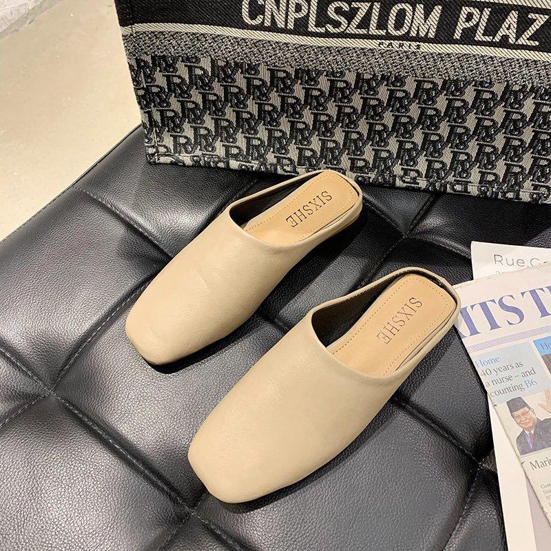 Тапочки Baotou half 2025 женские новая верхняя одежда мода интернет знаменитости крутые тапочки корейская версия ленивые балетки